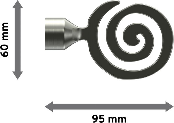 Endstücke Galaxa (Spirale) Edelstahl-Optik für Gardinenstangen 20 mm Ø (2 Stück)
