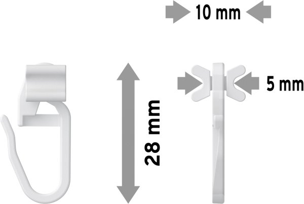 Faltengleiter / X-Gleiter mit Faltenhaken Kunststoff für Gardinenschienen / Innenlaufstangen (100 Stück)