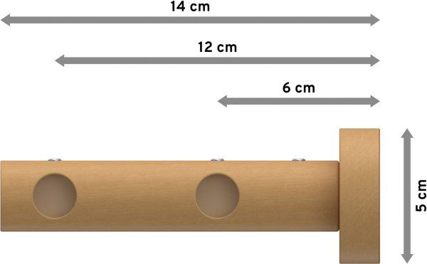 Gardinenstange Holz 16 mm Ø 2-läufig ADRIAN - Flower Buche lackiert
