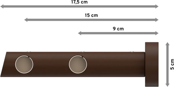Gardinenstange Holz 20 mm Ø 2-läufig TALENA - Etta Nussbaum lackiert