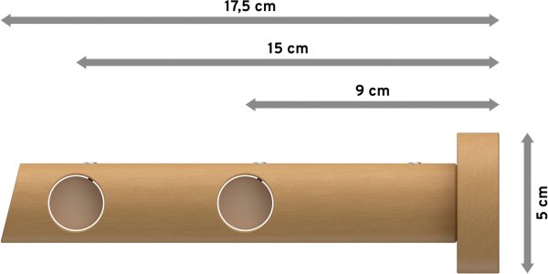 Gardinenstange Holz 20 mm Ø 2-läufig TALENA - Feta Buche lackiert