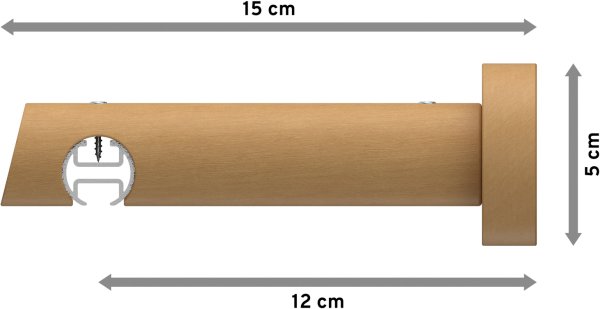 Innenlauf Gardinenstange Aluminium / Holz 20 mm Ø TALENT - Feta Edelstahl-Optik / Buche lackiert