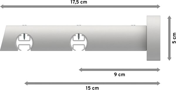 Innenlauf Gardinenstange Aluminium / Holz 20 mm Ø 2-läufig TALENT - Feta Schwarz / Weiß lackiert