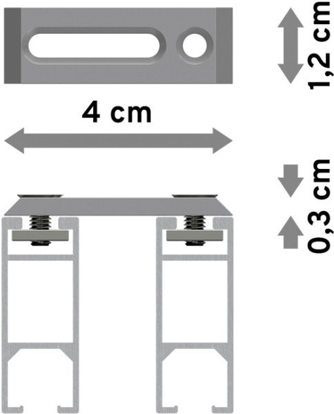 Innenlauf Gardinenstange Deckenmontage Edelstahl-Optik eckig 14x35 mm 2-läufig SMARTLINE (Universal) - Paxo