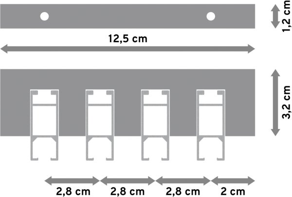 Innenlauf Gardinenstange Deckenmontage Aluminium / Metall eckig 14x35 mm 4-läufig SMARTLINE - Paxo Weiß / Chrom