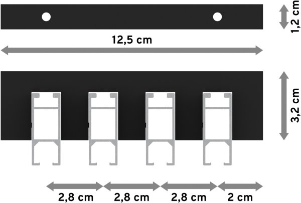 Innenlauf Gardinenstange Deckenmontage Aluminium / Metall eckig 14x35 mm 4-läufig SMARTLINE - Paxo Weiß / Schwarz