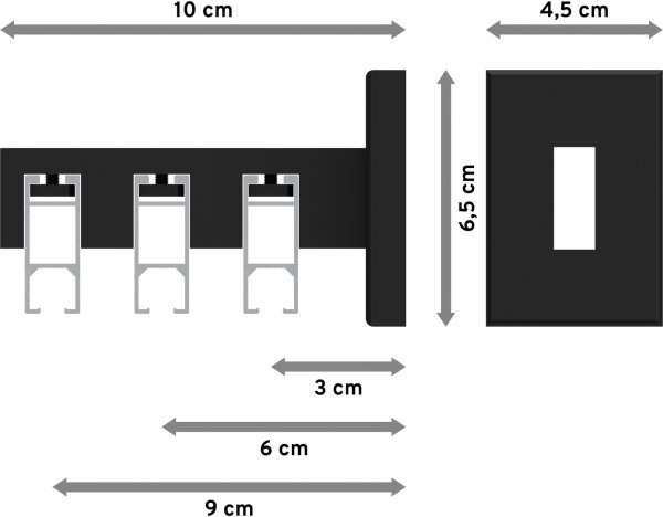 Innenlauf Gardinenstange Aluminium / Metall eckig 14x35 mm 3-läufig SMARTLINE - Paxo Weiß / Schwarz