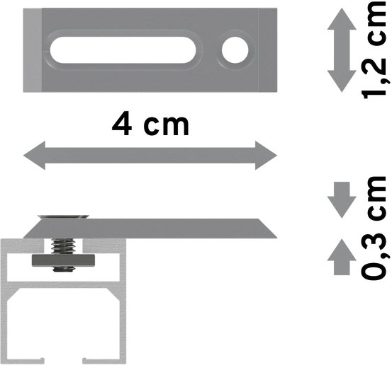 Innenlauf Gardinenstange Deckenmontage Aluminium / Metall eckig 20x20 mm QUADLINE (Universal) - Sono Satin-Silber
