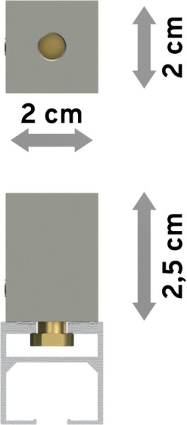 Innenlauf Gardinenstange Deckenmontage Aluminium / Metall eckig 20x20 mm QUADLINE - Sono Satin-Silber