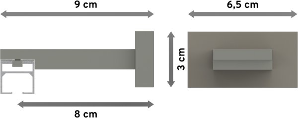 Innenlauf Gardinenstange Aluminium / Metall eckig 20x20 mm QUADLINE - Sono Satin-Silber