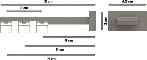 Innenlauf Gardinenstange Aluminium / Metall eckig 20x20 mm 3-läufig QUADLINE (Multi) - Sono Satin-Silber