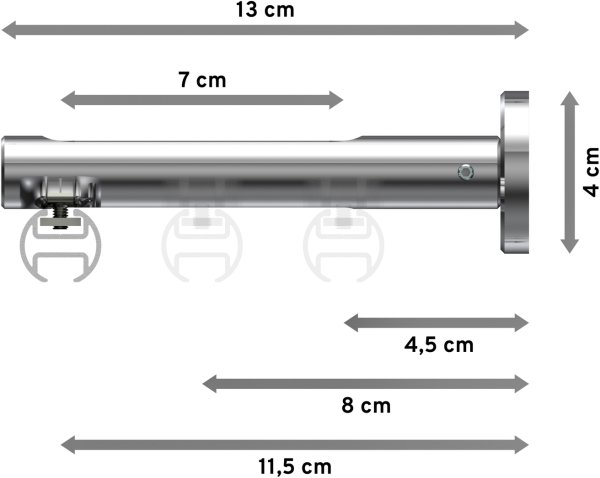 Innenlauf Gardinenstange Aluminium / Metall 20 mm Ø SITENO - Santo Chrom