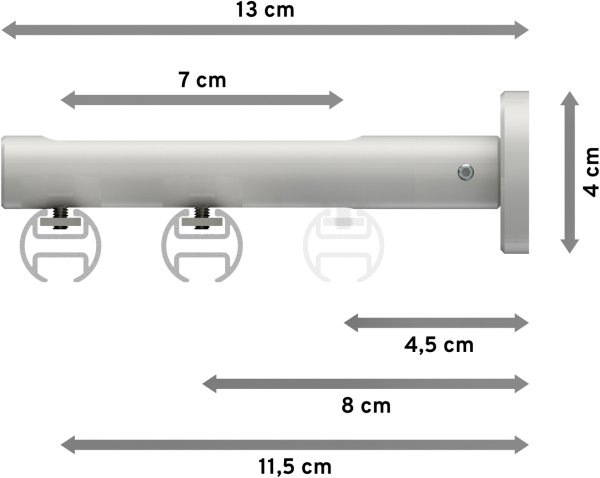 Innenlauf Gardinenstange Aluminium / Metall 20 mm Ø 2-läufig SITENO - Sitra Silbergrau / Weiß