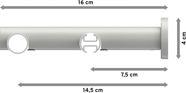 Rundrohr-Innenlauf Gardinenstange Aluminium / Metall 20 mm Ø 2-läufig PLATON - Sitra Weiß