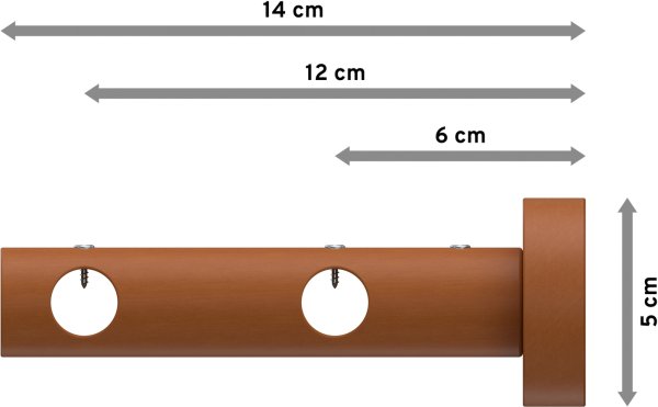 Träger Adrian Kirschbaum lackiert 2-läufig 6 und 12 cm für Gardinenstangen 16 mm Ø