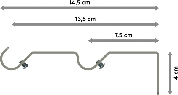 Träger Olymp Chrom matt 2-läufig 7,5 und 13,5 cm für Gardinenstangen 16 mm Ø