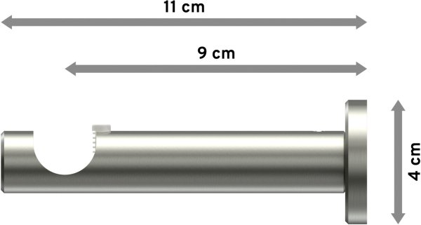 Träger Trend Edelstahl 1-läufig 10,5 cm für Gardinenstangen 20 mm Ø