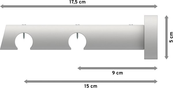 Träger Talent Weiß lackiert 2-läufig 9 und 15 cm für Innenlaufstangen 20 mm Ø