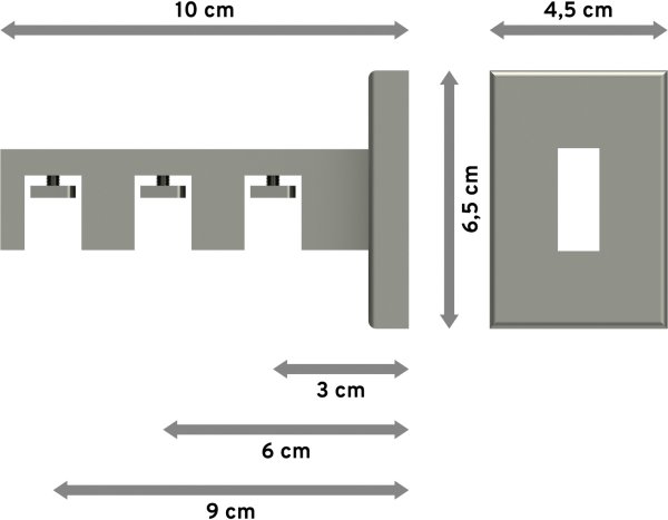 Träger Smartline Edelstahl-Optik 3-läufig 3, 6 und 9 cm für Innenlaufstangen 14x35 mm