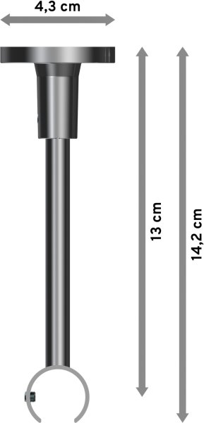 Deckenträger Sonette Chrom 1-läufig 13 cm für Gardinenstangen 20 mm Ø