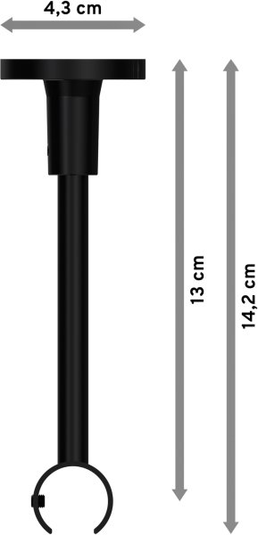 Deckenträger Sonette Schwarz 1-läufig 13 cm für Gardinenstangen 20 mm Ø