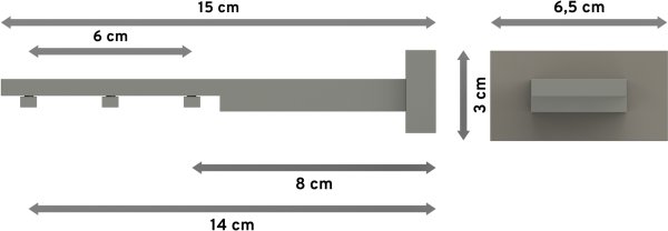 Träger Quadline (Multi) Satin-Silber 1-3-läufig 8 bis 14 cm für Innenlaufstangen 20x20 mm