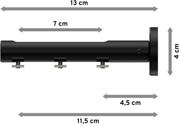 Träger Siteno Schwarz 1-3-läufig 4,5 bis 11,5 cm für Innenlaufstangen 20 mm Ø