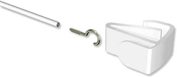 Klemm-Spannvitrage Kunststoff mit Federdrahtseil 4 mm Ø Stretchfix Weiß 150 cm (kürzbar)