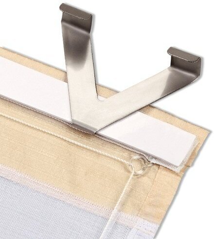 Fensterhaken V-Form Edelstahl-Optik für Raffrollo mit Flexoschiene Easyfix (2 Stück)