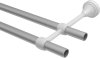 Gardinenstange Metall 16 mm Ø 2-läufig PRIMUS - Lorenzo Silbergrau / Messing Antik (ohne Ringe) 100 cm