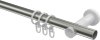 Gardinenstange Metall 20 mm Ø PLATON - Zoena Edelstahl-Optik / Weiß 100 cm