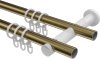Gardinenstange Metall 20 mm Ø 2-läufig PLATON - Sitra Messing Antik / Weiß 100 cm