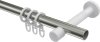 Gardinenstange Metall 20 mm Ø PRESTIGE - Zoena Edelstahl-Optik / Weiß 100 cm