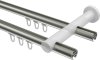 Innenlauf Gardinenstange Aluminium / Metall 20 mm Ø 2-läufig PLATON - Sitra Edelstahl-Optik / Weiß 100 cm