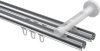 Innenlauf Gardinenstange Aluminium / Metall 20 mm Ø 2-läufig SITENO - Zoena Chrom / Schwarz 100 cm