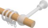 Gardinenstange Holz / Kunststoff 28 mm Ø CLASSIC - Rondo Buche lackiert / Messing-farbig 100 cm