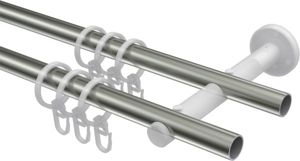 Gardinenstange Edelstahl-Optik 16 mm Ø 2-läufig MEDIUM - Scarano
