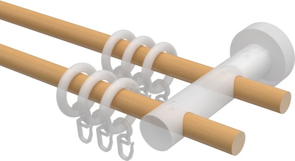 Gardinenstange Holz 16 mm Ø 2-läufig ADRIAN - Flower Buche lackiert