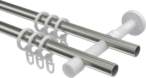 Gardinenstange Edelstahl-Optik 16 mm Ø 2-läufig SINUX - Scarano