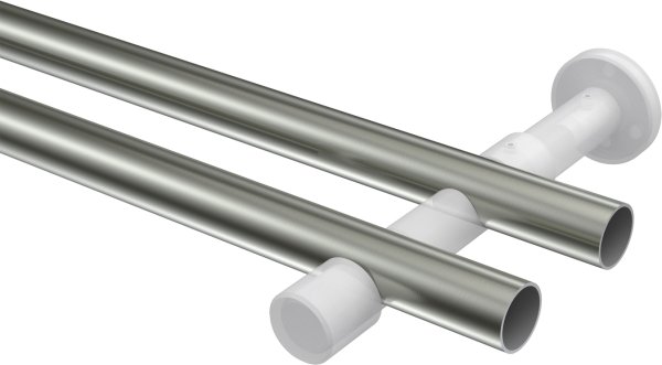 Gardinenstange Edelstahl-Optik / Messing-Optik 20 mm Ø 2-läufig PRESTIGE - Mavell (ohne Ringe)