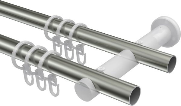 Gardinenstange Edelstahl-Optik 20 mm Ø 2-läufig PLATON - Santo