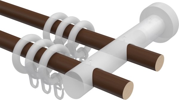 Gardinenstange Holz 20 mm Ø 2-läufig TALENA - Etta Nussbaum lackiert