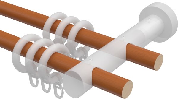 Gardinenstange Holz 20 mm Ø 2-läufig TALENA - Feta Kirschbaum lackiert