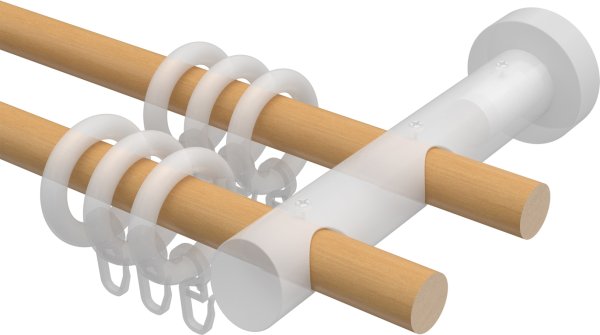 Gardinenstange Holz 20 mm Ø 2-läufig TALENA - Feta Buche lackiert