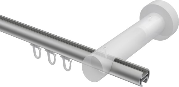 Innenlauf Gardinenstange Aluminium / Holz 20 mm Ø TALENT - Luina Silbergrau / Kirschbaum lackiert