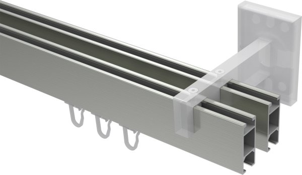 Innenlauf Gardinenstange Edelstahl-Optik eckig 14x35 mm 2-läufig SMARTLINE - Paxo
