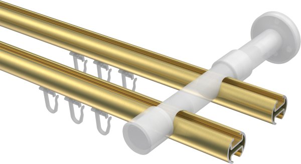 Innenlauf Gardinenstange Messing-Optik / Edelstahl-Optik 20 mm Ø 2-läufig PRESTIGE - Sitra