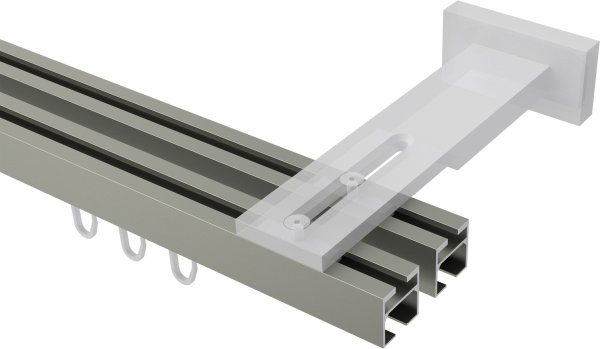 Innenlauf Gardinenstange Aluminium / Metall eckig 20x20 mm 2-läufig QUADLINE (Multi) - Sono Satin-Silber