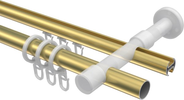 Rundrohr-Innenlauf Gardinenstange Messing-Optik 20 mm Ø 2-läufig PRESTIGE - Santo