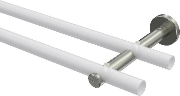 Träger Medium Edelstahl-Optik 2-läufig 8 und 13 cm für Gardinenstangen 16 mm Ø